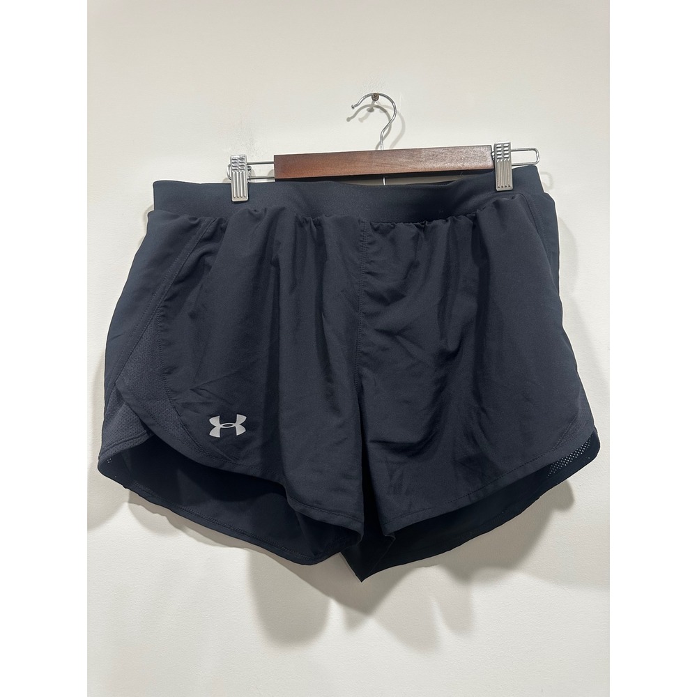 Under Armour HeatGear Womens Running Shorts Black Loose Fit Size Large